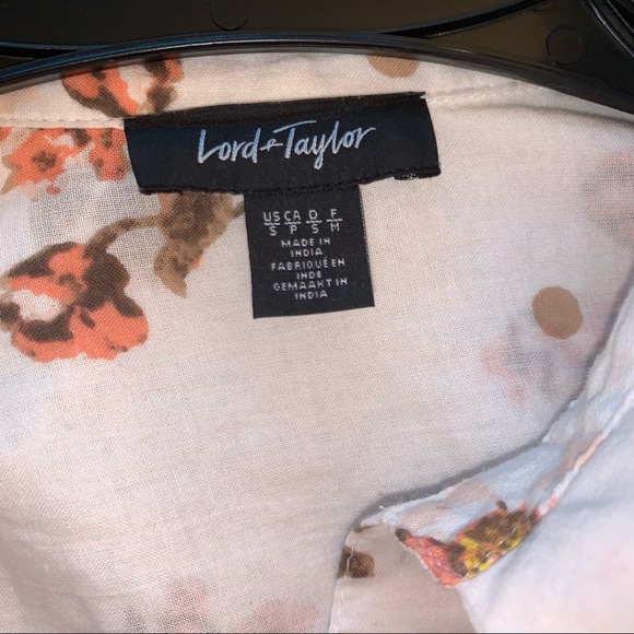 Lord & Taylor White Pink Floral 100% Linen Long Sleeve Button Down Shirt size S - Picture 7 of 7